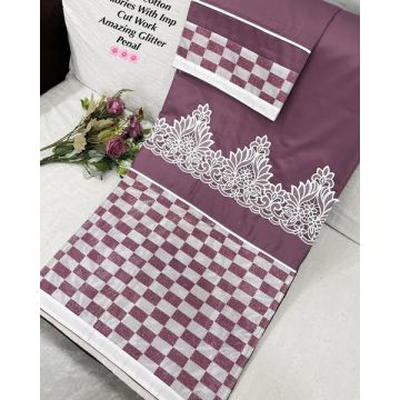 Premium Lace Border Rida – Deep Maroon & Gold